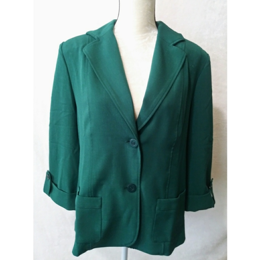 Alfred Dunner Studio Green Roll Tab Blazer